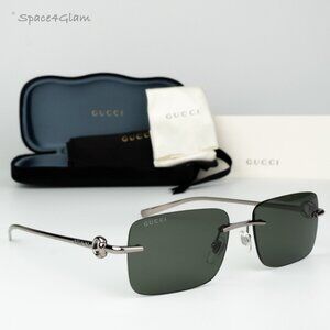 Gucci Women Sunglasses Ruthenium Grey Rectangle GG1703S 001 BRAND NEW